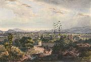 unknow artist Mexico, visto desde el Arsobisbado de Tacubaya. Mexico City seen from Tacubaya. Hand-colored lithograph highlighted with gum arabic Germany oil painting artist